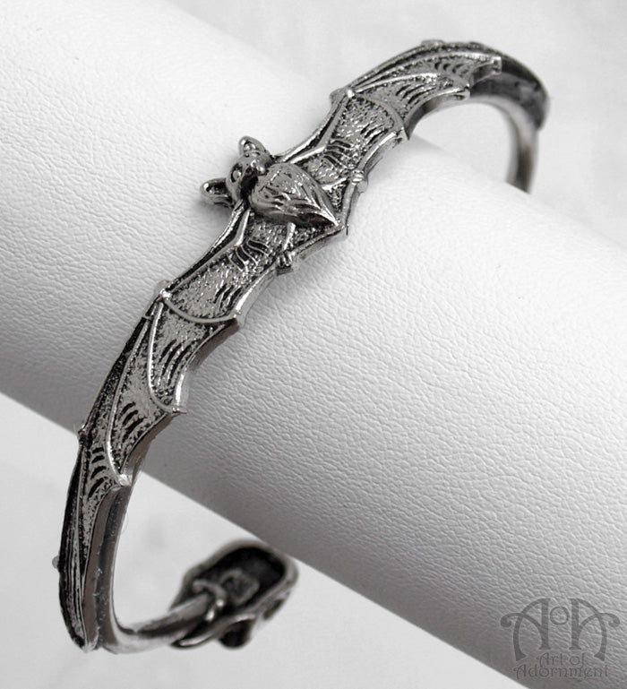 Argenta Gothic Bat & Skulls Bangle Bracelet