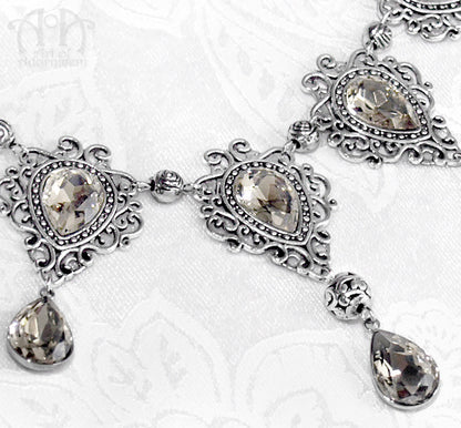 Champagne Crystal Teardrop Renaissance Filigree Necklace