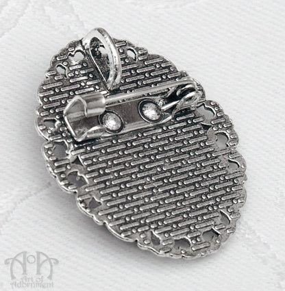 Gothic Black & Purple Cat Cameo Pendant Necklace/Brooch