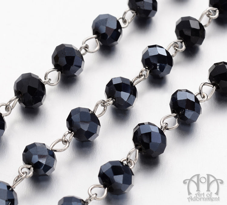 Spirit of the Night Blue-Black Crystal Rosary Necklace
