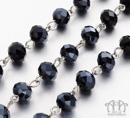 Spirit of the Night Blue-Black Crystal Rosary Necklace