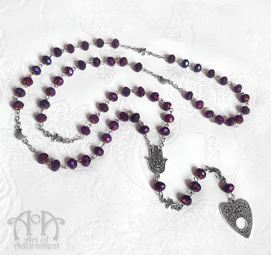 Mystic Ouija Celestial Purple Crystal Pendant Necklace