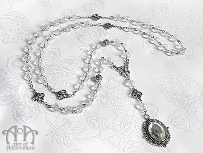 Argenta Long Art Nouveau Crystal Pendant Necklace