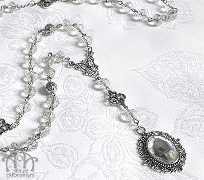Argenta Long Art Nouveau Crystal Pendant Necklace
