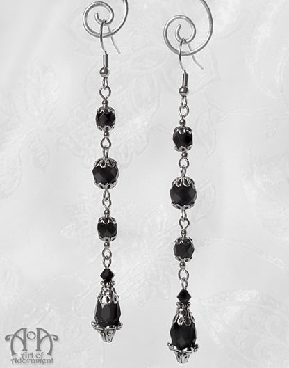 Nocturne Femme Fatale Long Black Flapper Earrings