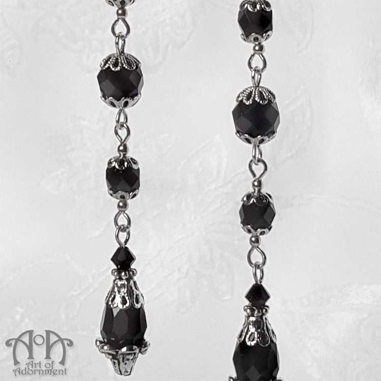 Nocturne Femme Fatale Long Black 1920s Flapper Earrings