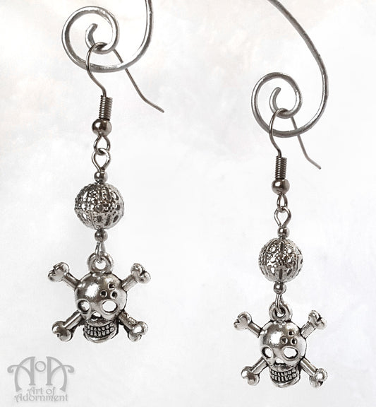 Argenta Punk Skull & Crossbones Earrings