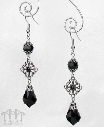 Nocturne Baroque Black Crystal Drop Earrings
