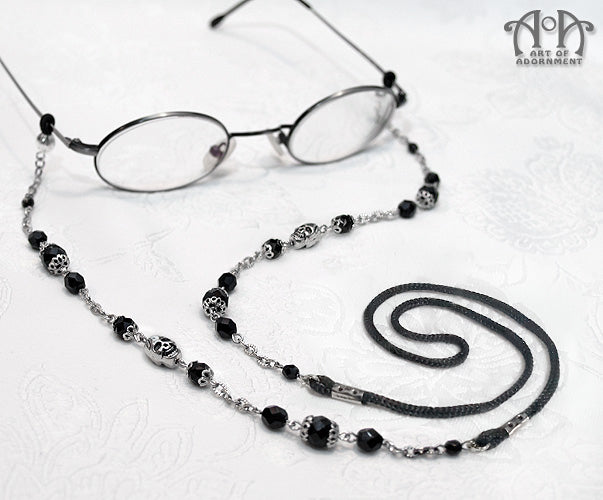 Nocturne Gothic Skull Beaded Eyeglasses Holder Chain