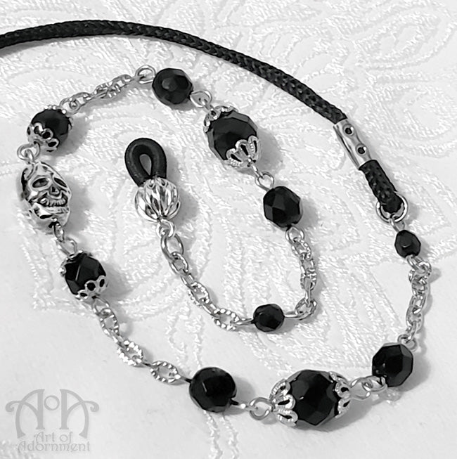 Nocturne Gothic Skull Beaded Eyeglasses Holder Chain