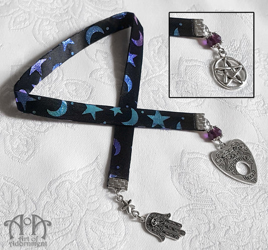 Celestial Mystic Charms Metallic Satin Ribbon Bookmark