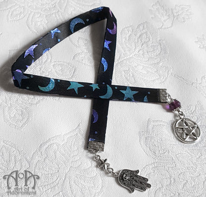 Celestial Mystic Charms Metallic Satin Ribbon Bookmark