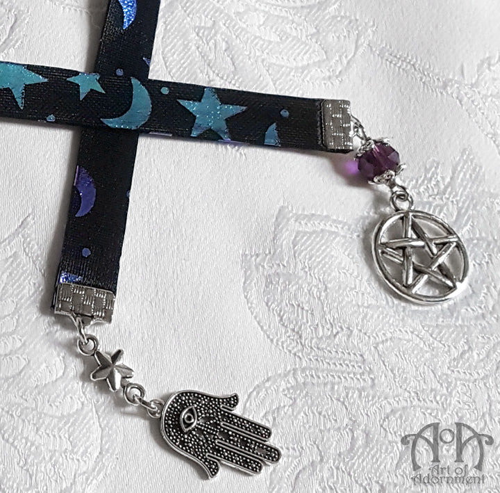 Celestial Mystic Charms Metallic Satin Ribbon Bookmark