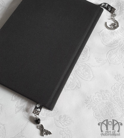 Dead Of Night Moon Skull & Bat Ribbon Bookmark