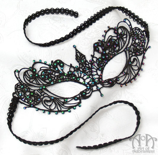 Royal Court Black Lace Rhinestone Mask, Queen
