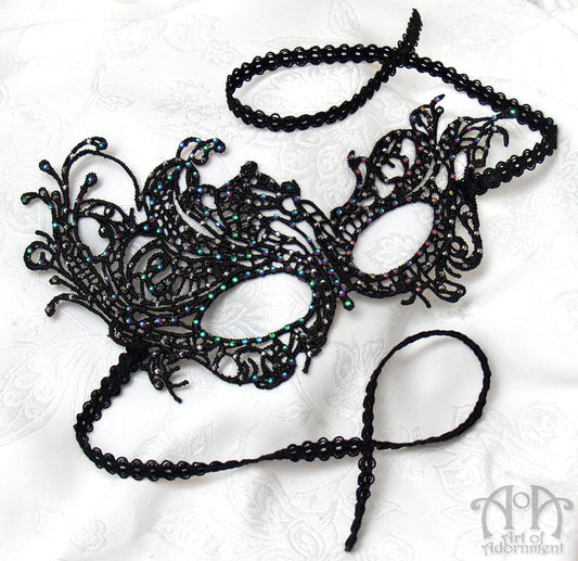Royal Court Black Lace Rhinestone Mask, Jester