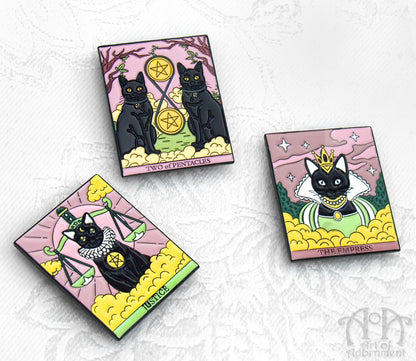Gothic Black Cat Mini Tarot Card Fridge Magnets 3pc Set