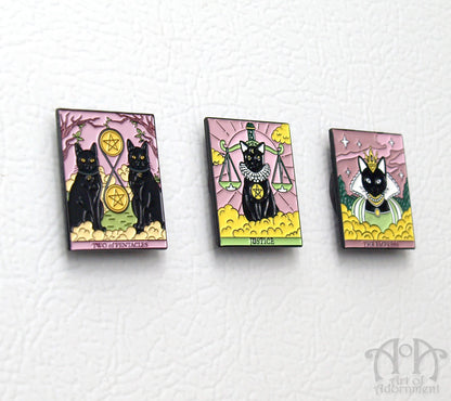 Gothic Black Cat Mini Tarot Card Fridge Magnets 3pc Set