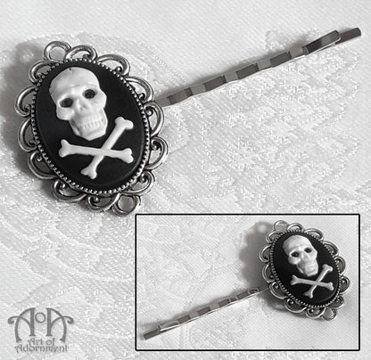 Luminosa Gothic Skull Cameo Slide Hair Pin Clip