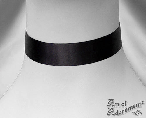 Custom Size 25mm Plain Black Satin Ribbon Choker Necklace