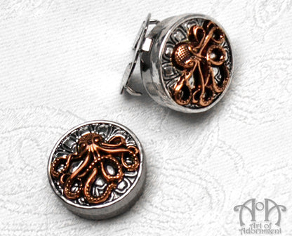 Patina Steampunk Kraken Cuff Button Covers