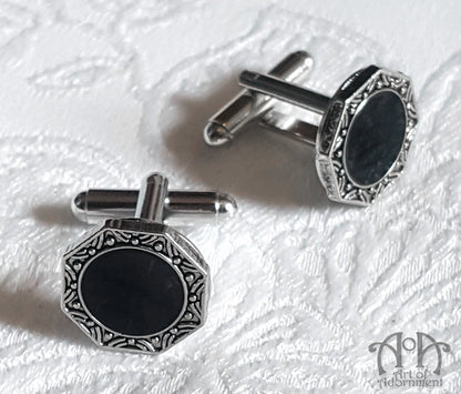 Nocturne Black Octagonal Art Deco Cufflinks