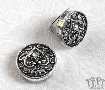 Ace Of Spades Gothic Skull Cuff Button Covers