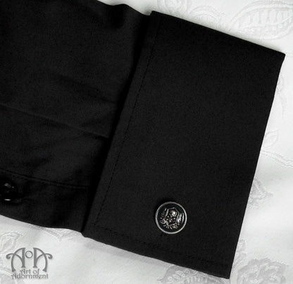 Nocturne Gothic Black Skull & Crossbones Crest Cufflinks