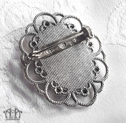 Vervaina Gothic Lady Skull Cameo Rhinestone Brooch