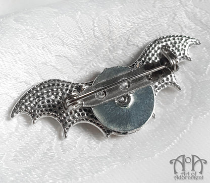 Sanguinari Gothic Rhinestone Bat Brooch Lapel Pin