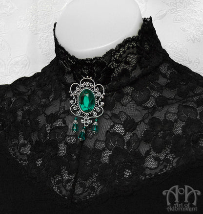 Sylvannia Victorian Filigree Crystal Beaded Jewelled Brooch