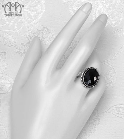 Victorian Gothic Oval Crystal Unisex Adjustable Ring