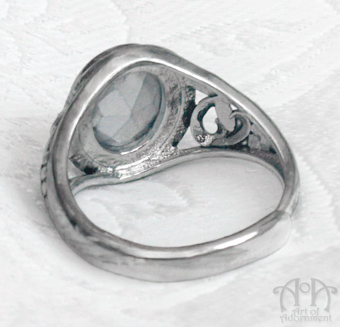 Midnight Garden Gothic Crystal Adjustable Filigree Ring