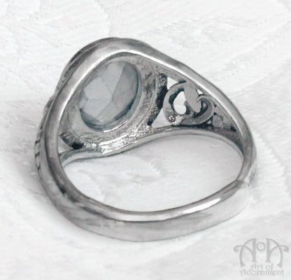 Midnight Garden Gothic Crystal Adjustable Filigree Ring