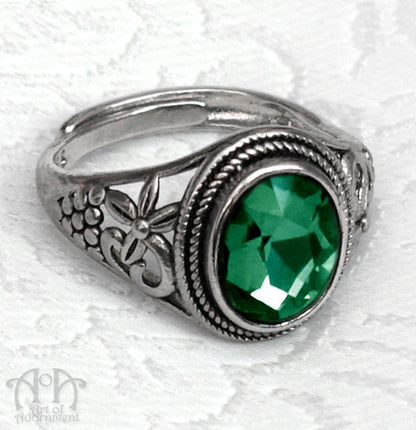 Midnight Garden Gothic Crystal Adjustable Filigree Ring