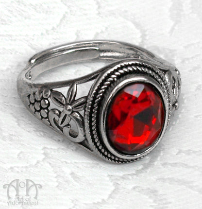 Midnight Garden Gothic Crystal Adjustable Filigree Ring