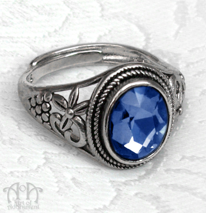 Midnight Garden Gothic Crystal Adjustable Filigree Ring