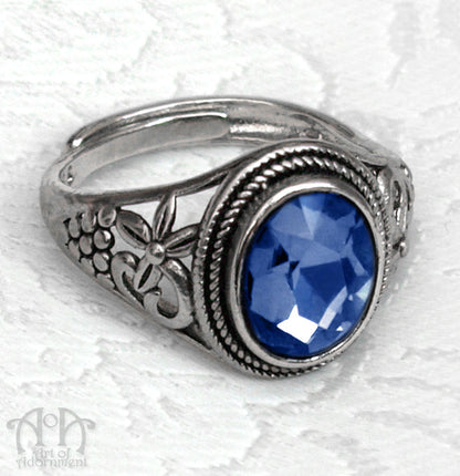 Midnight Garden Gothic Crystal Adjustable Filigree Ring