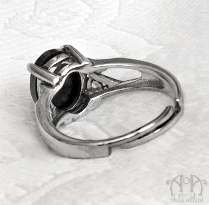 Eternal Night Victorian Black Crystal Adjustable Ring