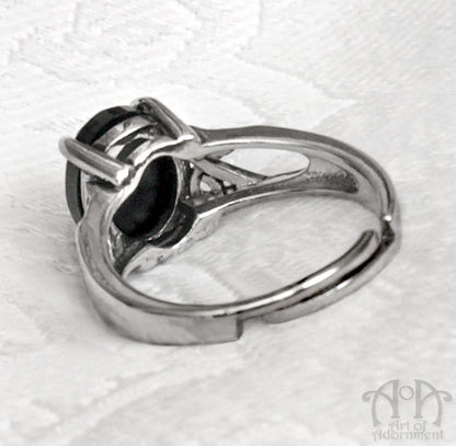 Eternal Night Victorian Black Crystal Adjustable Ring