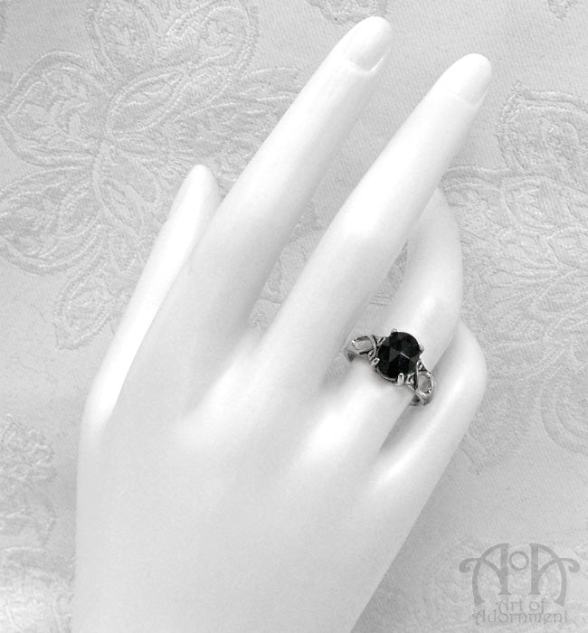 Eternal Night Victorian Black Crystal Adjustable Ring