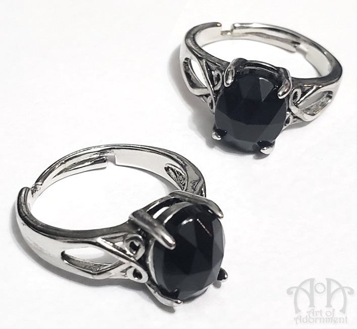 Eternal Night Victorian Black Crystal Adjustable Ring