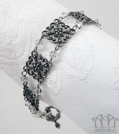 Argenta Clear Crystal Victorian Filigree Bracelet