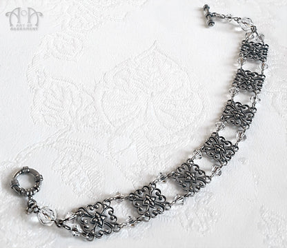 Argenta Clear Crystal Victorian Filigree Bracelet
