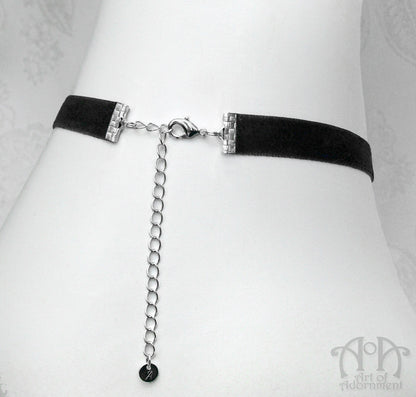 Custom Size 10mm Plain Black Velvet Ribbon Choker Necklace