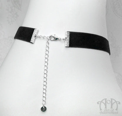 Sanguinari Rose Cameo Black Velvet Pendant Choker Necklace