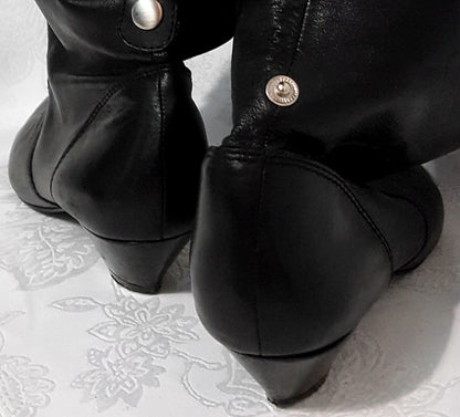 Nine West Vintage 1980's Black Leather Slouch Boots