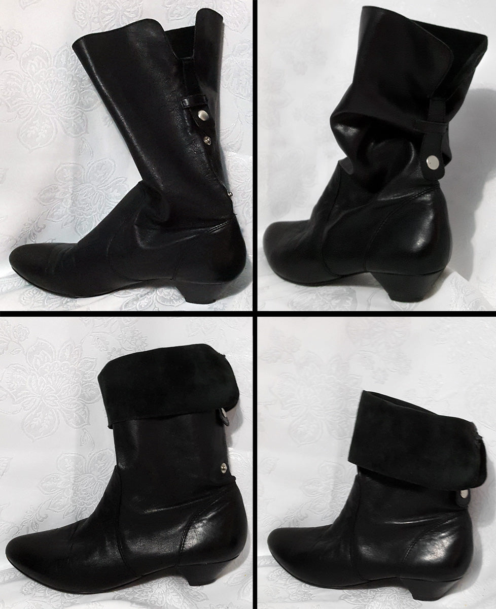 Nine West Vintage 1980's Black Leather Slouch Boots