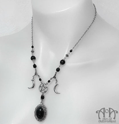 Elemental Goddess Black Howlite Pendant Necklace