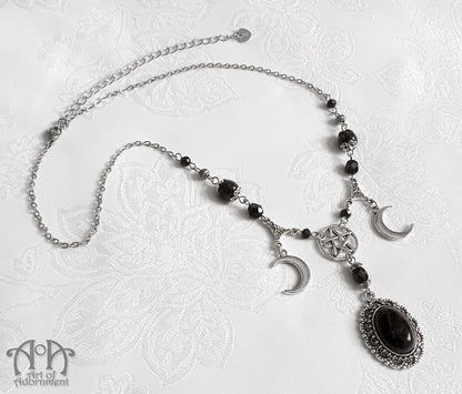 Elemental Goddess Black Howlite Pendant Necklace